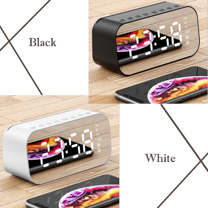 Portable LED Digital Display Wireless Bluetooth Speaker with Alarm Clock – White
