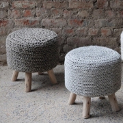 Nomad Taupe Knitted Stool