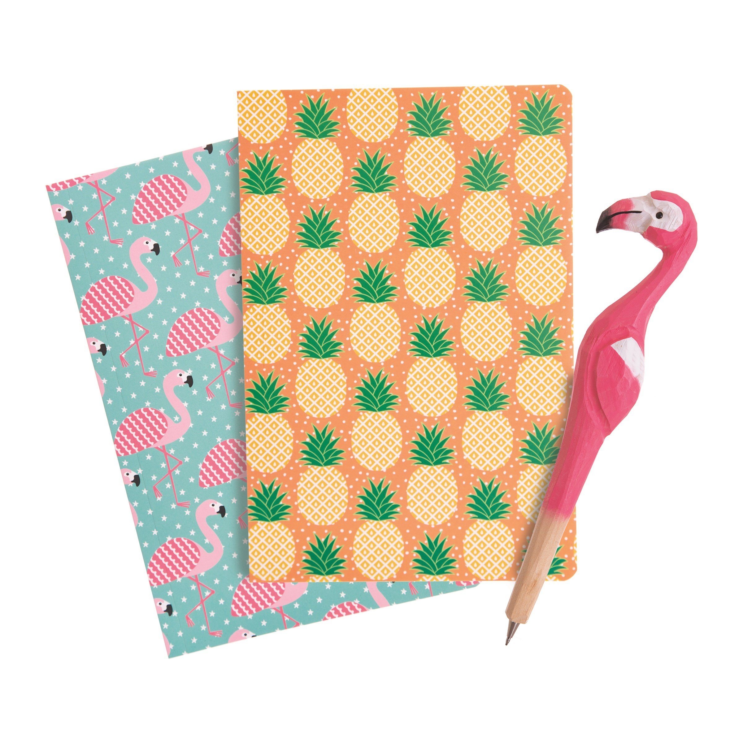 Flamingo & Pineapple Notepads with Flamingo Pen Set
