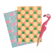 Flamingo & Pineapple Notepads with Flamingo Pen Set