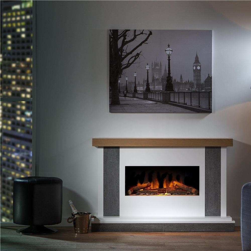 OER Madison 700 Electric Fireplace Suite – Grey Slate Veneer / Oak (+£50) / No E-Tablet is Required
