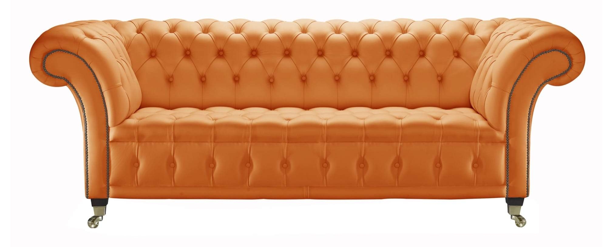 Portabello – Venetia Chesterfield Sofa – Orange House Leather 2 Seater – High Quality Leather – Orange – Chesterfield – 2 Seater 183 X 83 X 88 cm