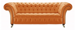 Portabello – Venetia Chesterfield Sofa – Orange House Leather 2 Seater – High Quality Leather – Orange – Chesterfield – 2 Seater 183 X 83 X 88 cm