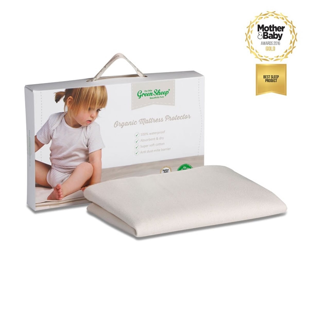 The Little Green Sheep – Organic Mattress Protector Large Crib To Fit Co Sleeper – White – Plastic