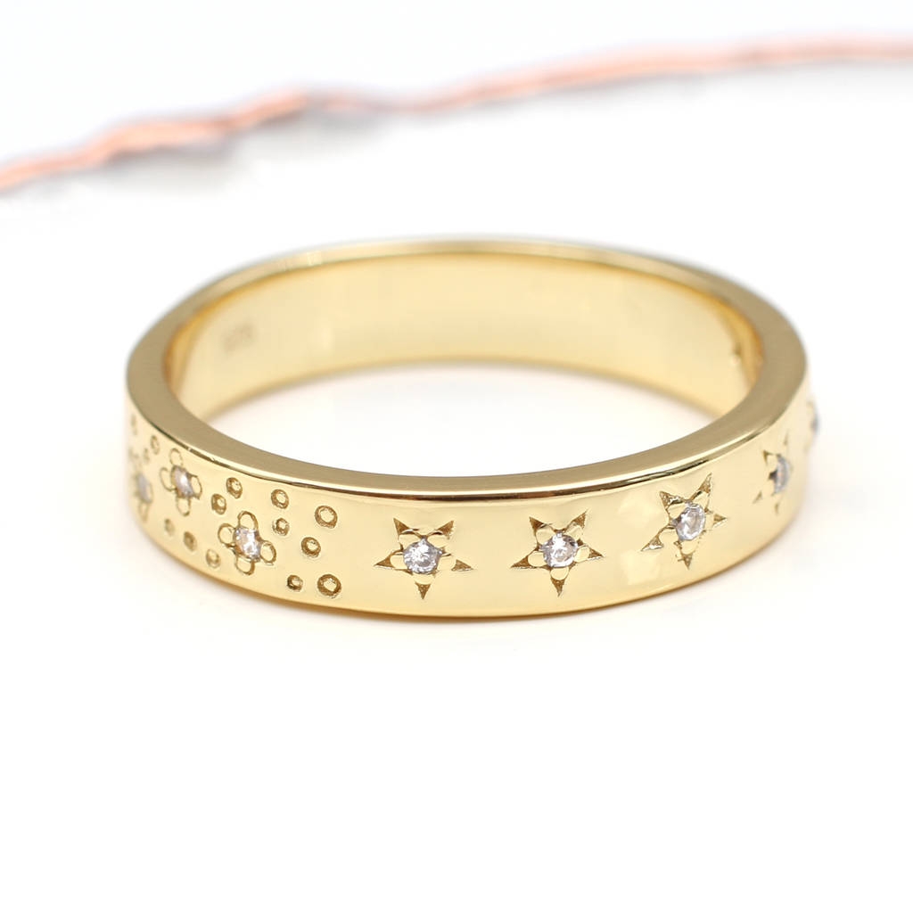 18ct Gold Plated or Sterling Silver Semi Precious Crystal Constellation Ring – Hurley Burley