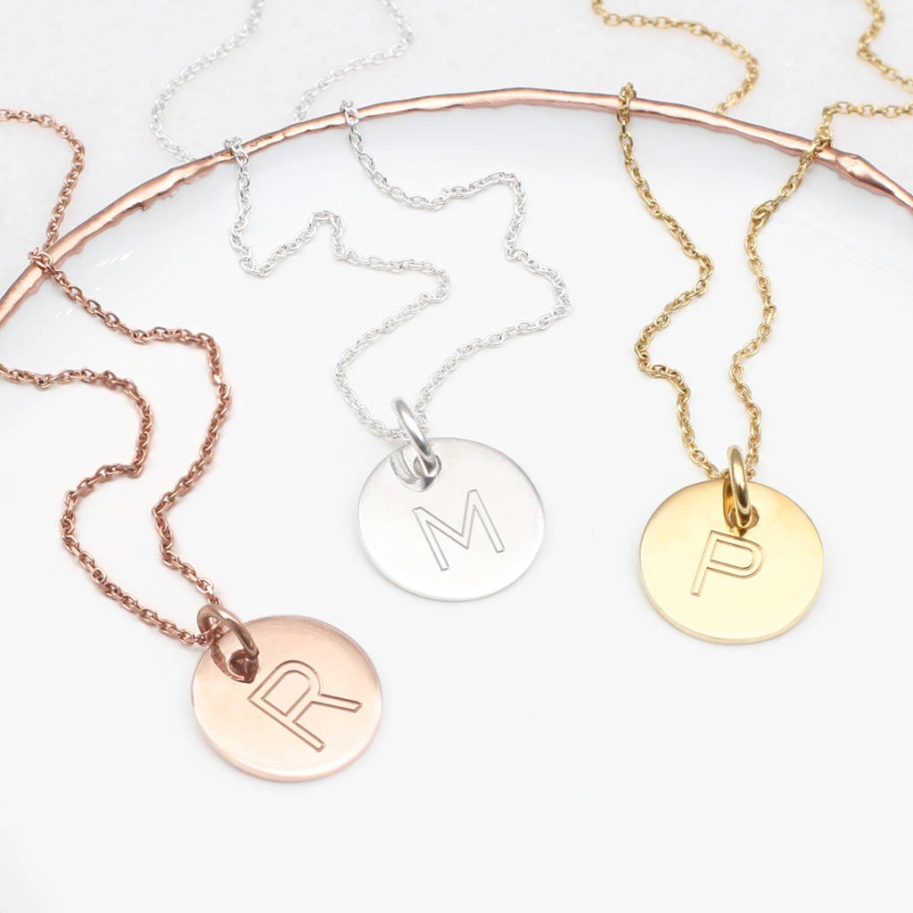 18ct Gold Or Silver Personalised Initial Disc or Heart Necklace – Hurley Burley