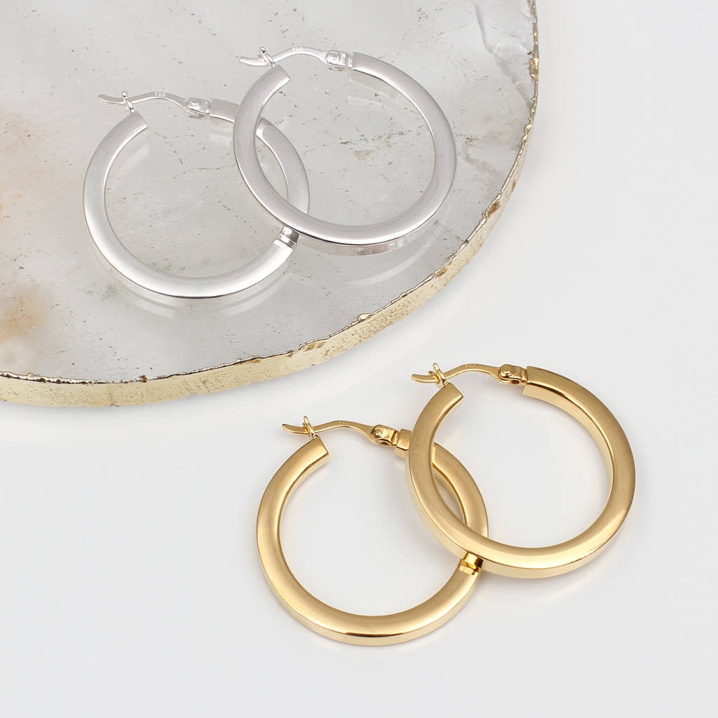 18ct Gold Plated Or Sterling Silver Creole Hoop Earrings – Hurley Burley