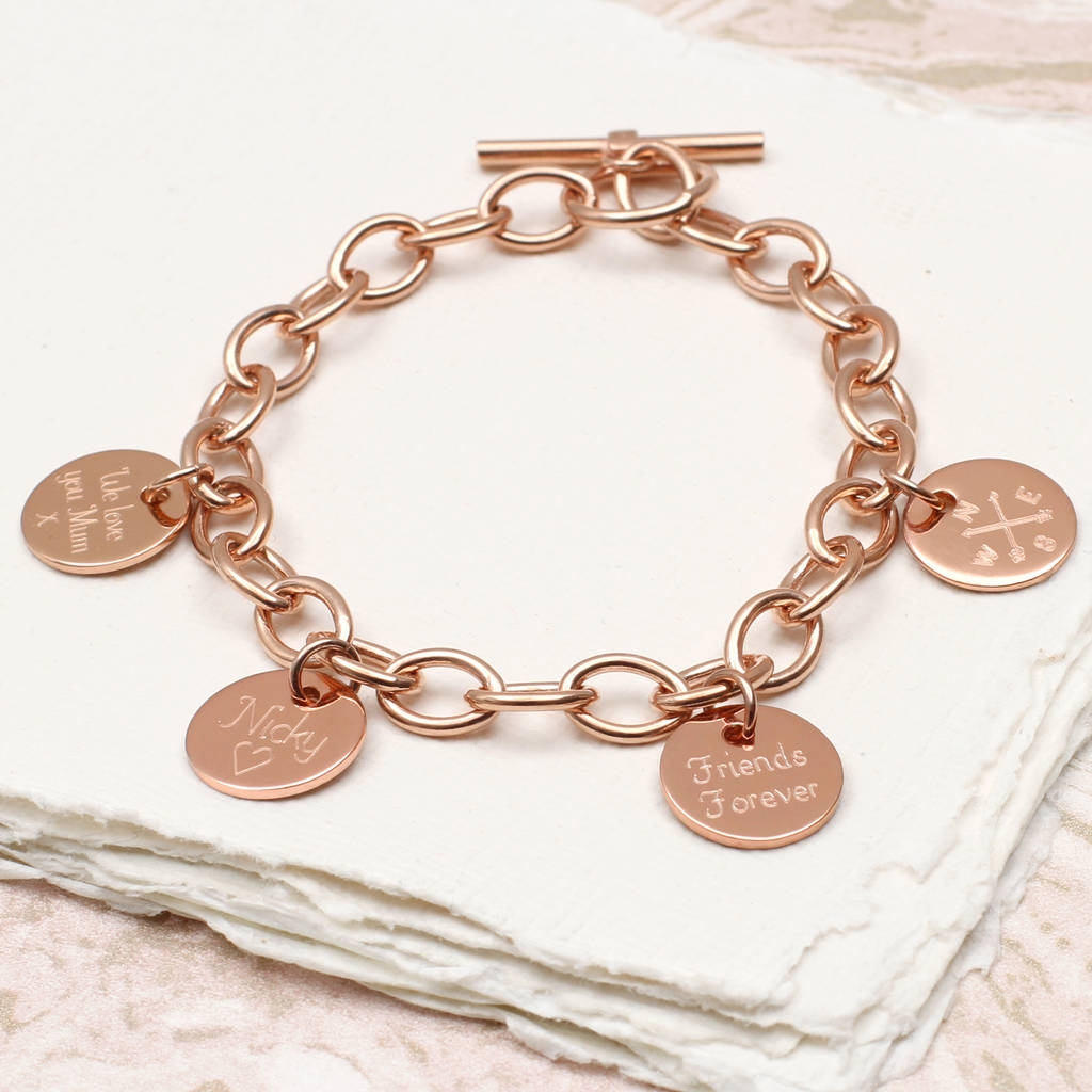 Personalised 18ct Gold Plated Disc Charm Bracelet – Hurley Burley