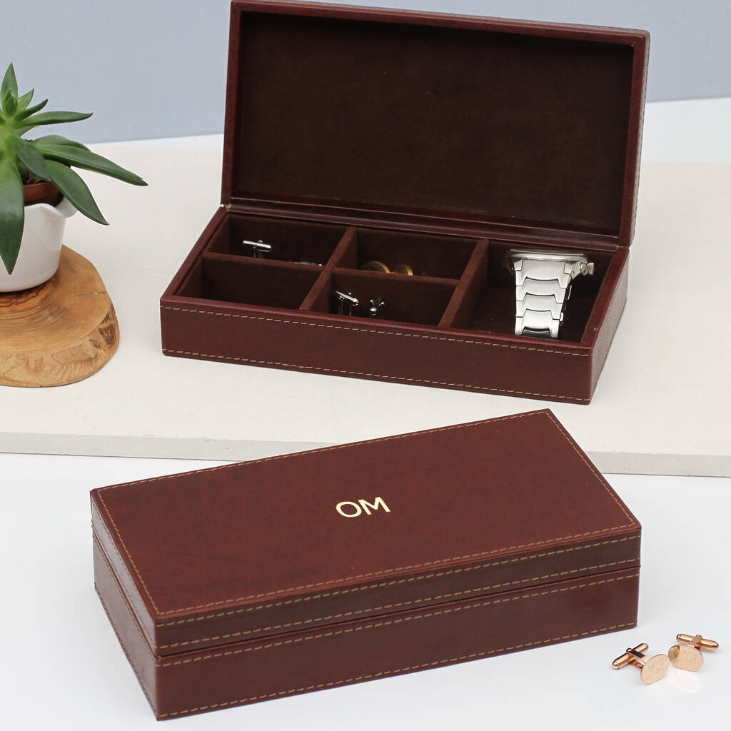 Personalised Men’s Leather Jewellery And Watch Box – Hurley Burley