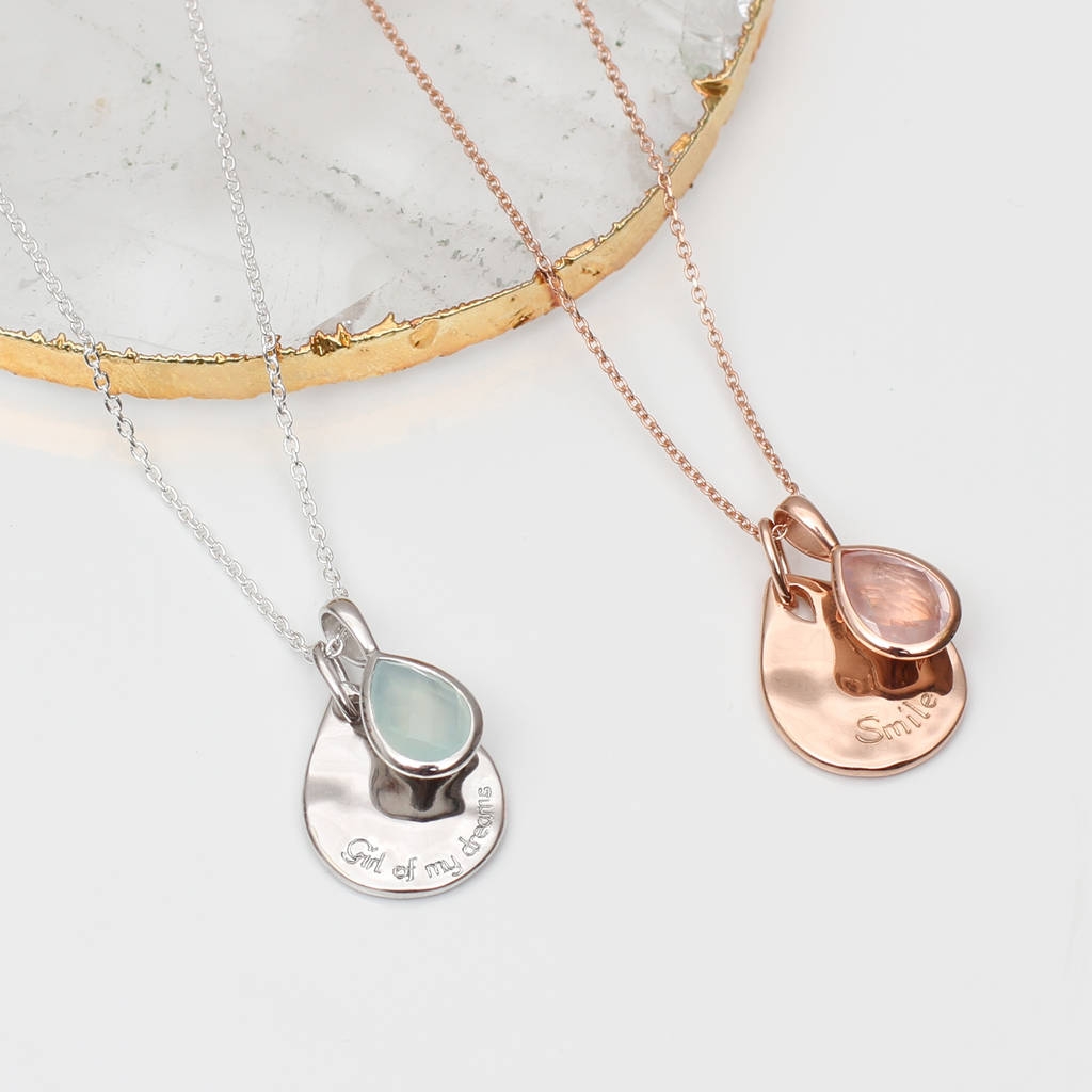 Personalised Ripple Drop And Gemstone Necklace – Hurley Burley