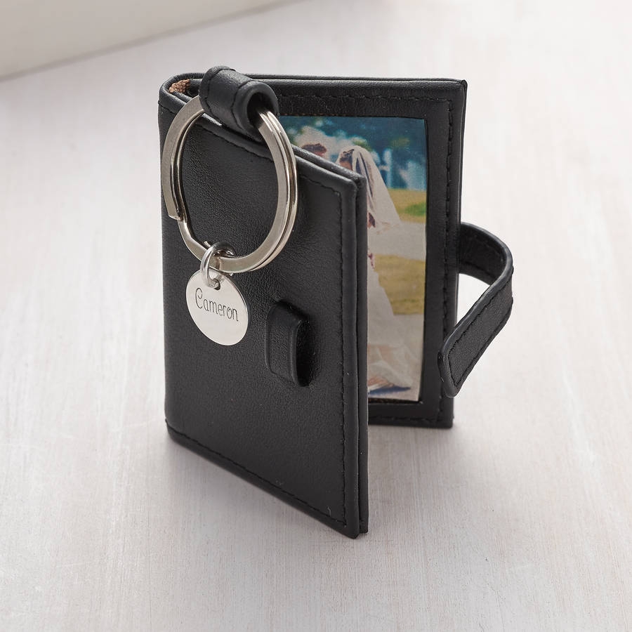 Personalised Black Leather Photograph Book Keyring – Hurley Burley