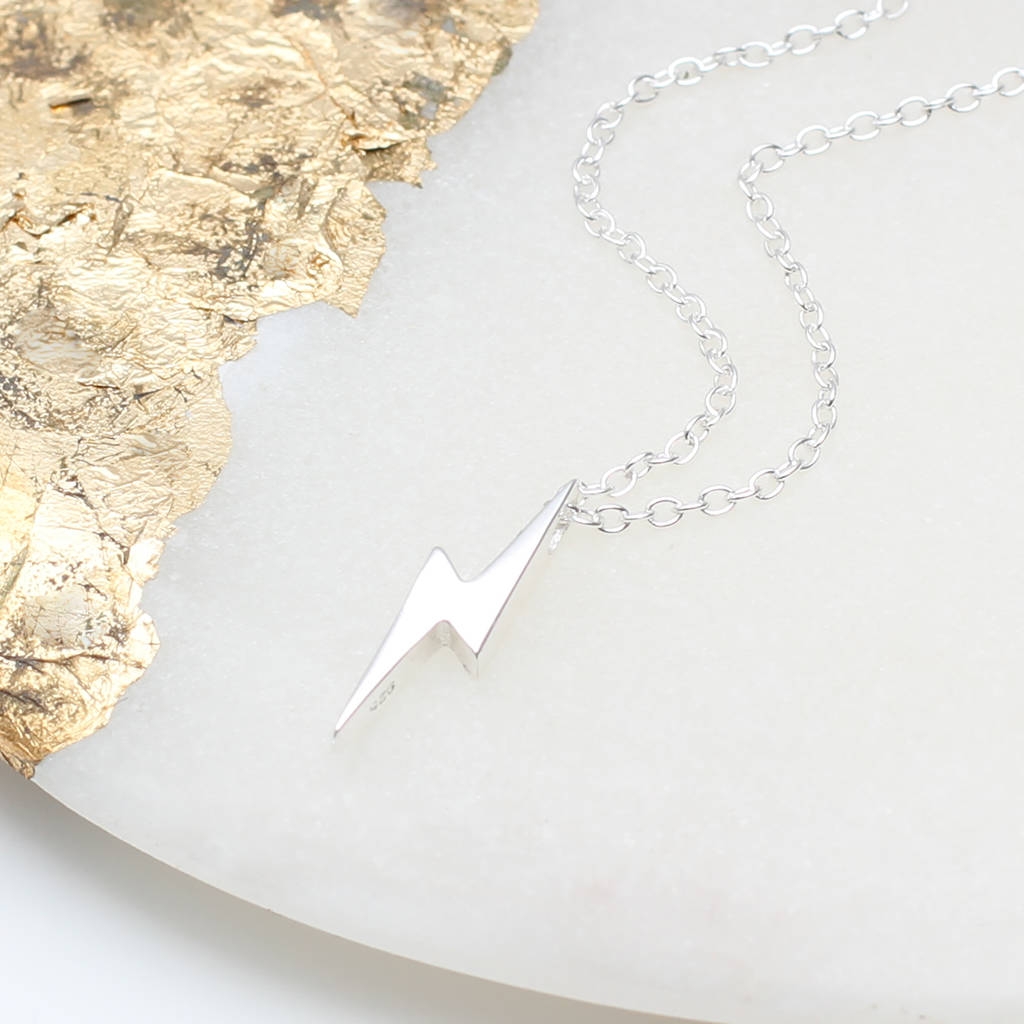 Personalised Sterling Silver Lightning Bolt Necklace – Hurley Burley