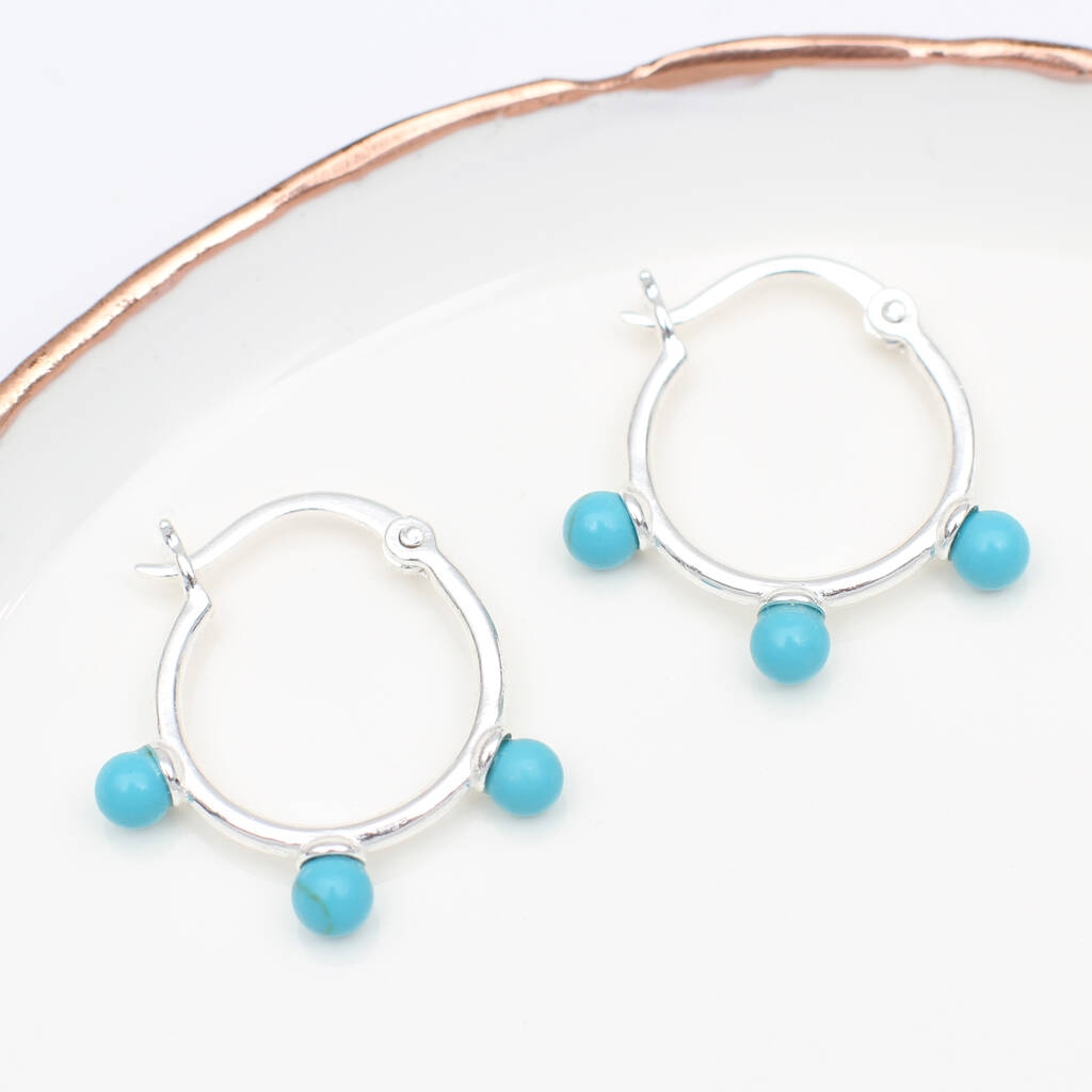 Sterling Silver And Turquoise Hoop Earrings – Hurley Burley