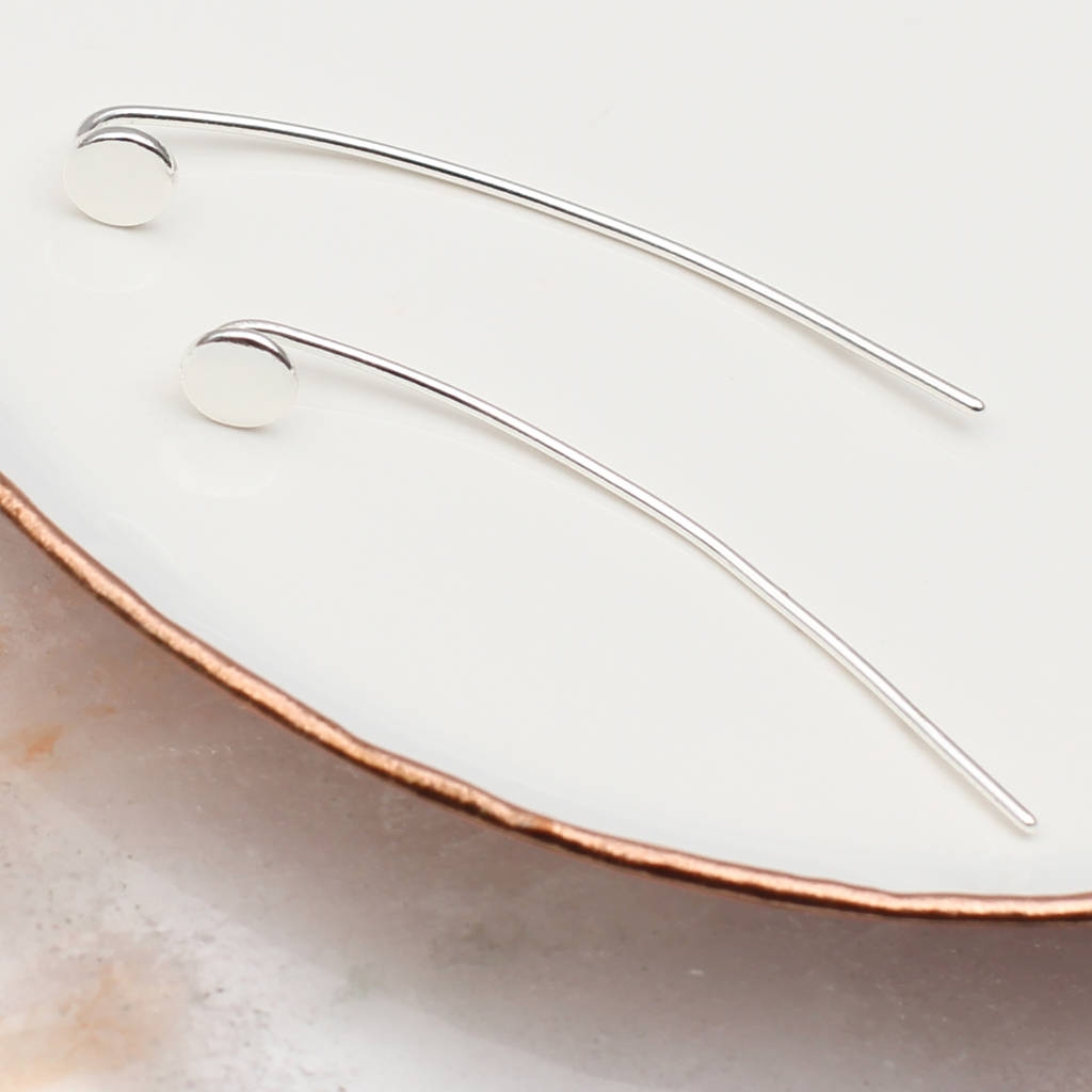 Sterling Silver Long Pull Through Dot Earrings – Hurley Burley