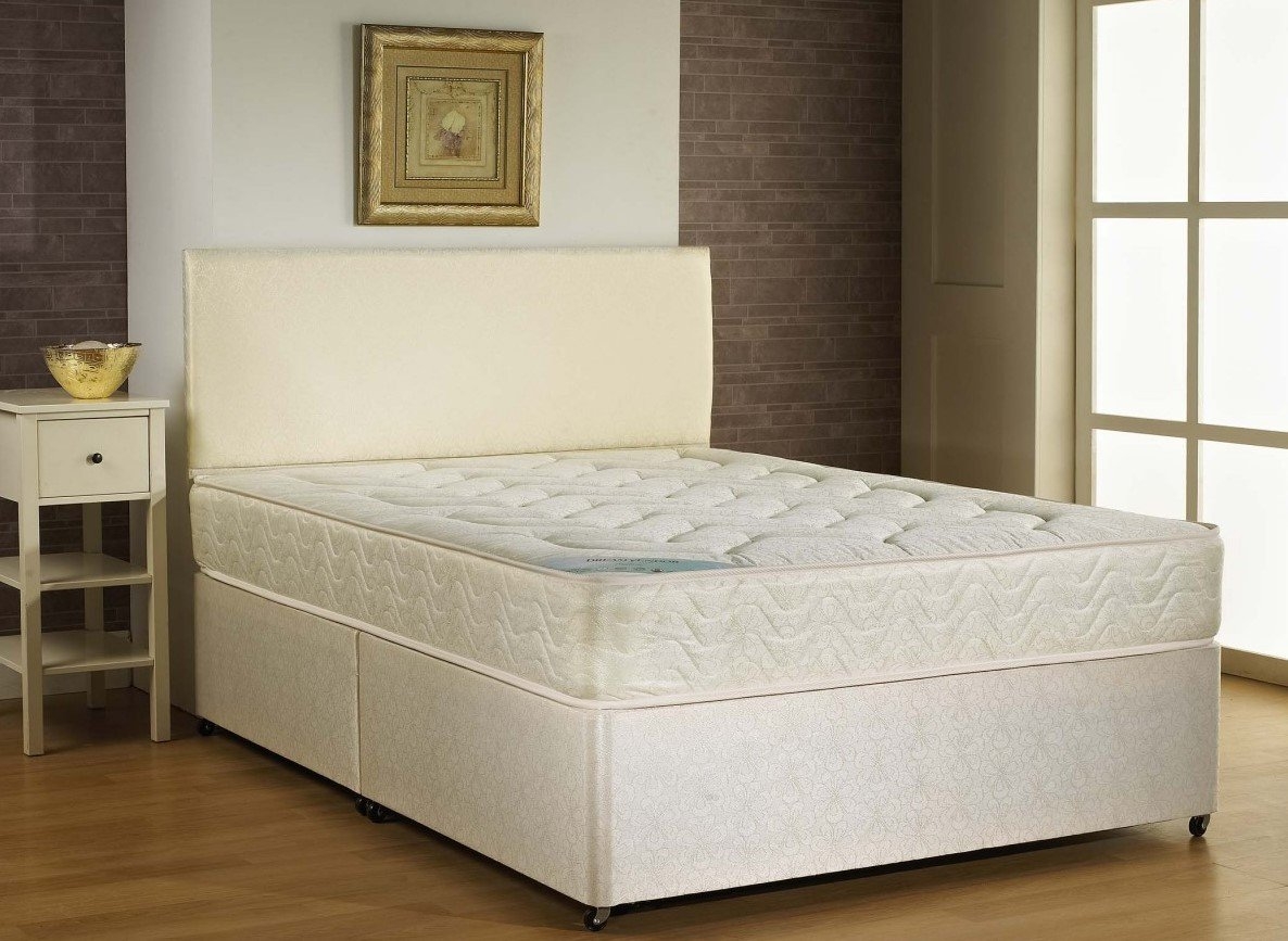 Nylon Divan Bed – Cream – Single, Small Double, Double, King & Super King Sizes Available – Headboard & Mattress Included