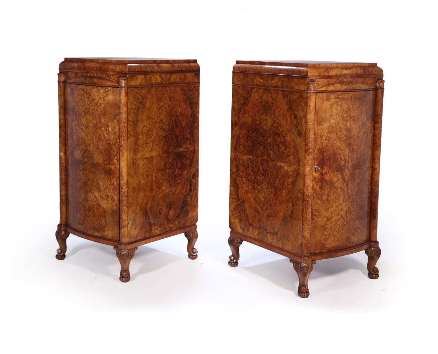 Pair of Large Art Deco Side Cabinets in Burr Walnut – The Furniture Rooms