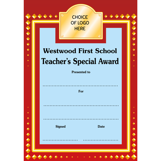 Brain Waves – Children’s Personalised Logo Certificate – 6 Packs – Save 10% – Teacher & School Equipment