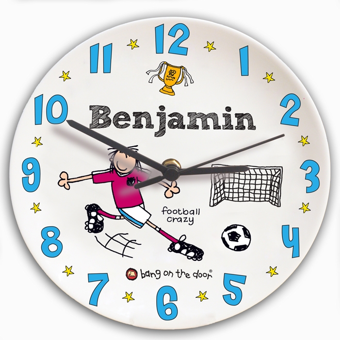 Personalised Bang on the Door Football Crazy Clock