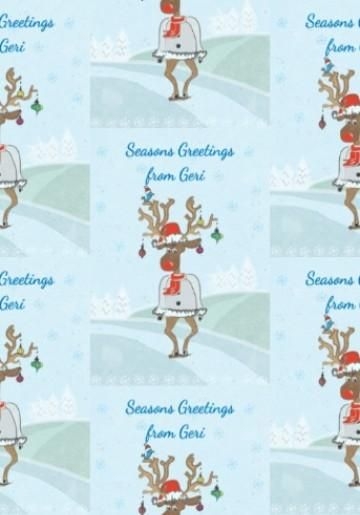 Personalised Christmas Wrapping Paper With A Traditional Illustrated Rudolph The Red Nosed Reindeer On A Winter Scene Background