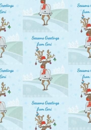 Personalised Christmas Wrapping Paper With A Traditional Illustrated Rudolph The Red Nosed Reindeer On A Winter Scene Background