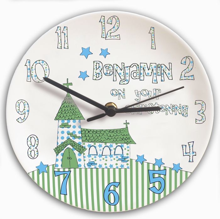 Personalised Church Boys Christening Clock