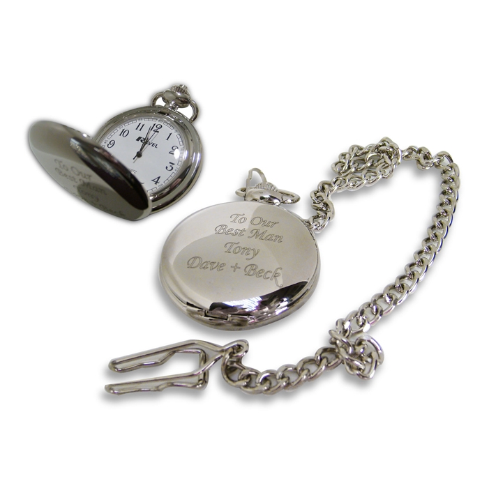 Personalised Engraved Chrome Pocket Fob Watch