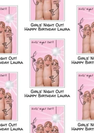 Personalised Finger Range Girls Night Out Wrapping Paper