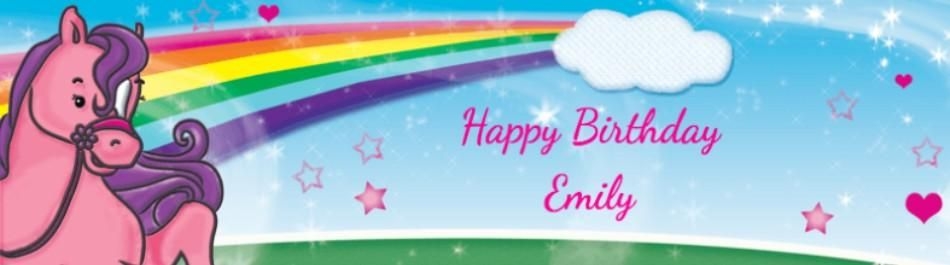 Personalised Kids Magical Rainbow Banner With Pony Stars And Fantasy