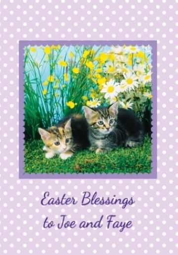 Personalised Photographic Easter Card With Cute Kittens Daffodils And Daisies