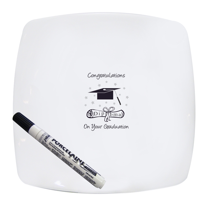 Personalised Square Graduation Message Plate .