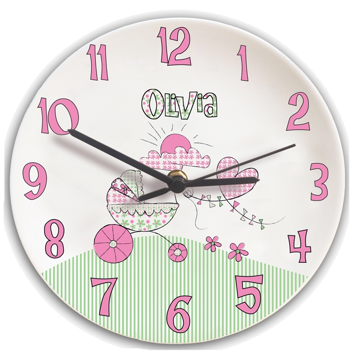 Personalised Whimsical Pram Clock
