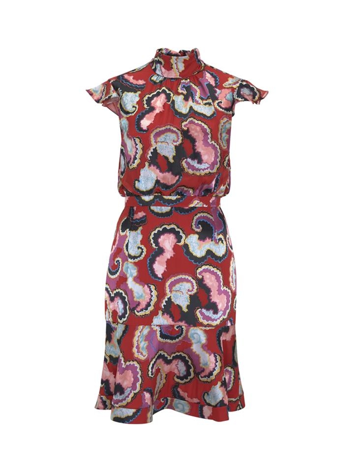 Phoebe Coral Daybreak Devore Dress – Coral / UK 10