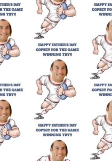 Photo Upload Cartoon Rugby Player Father S Day Wrapping Paper
