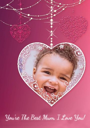 Photo Upload Heart Bauble Effect Mother S Day Card