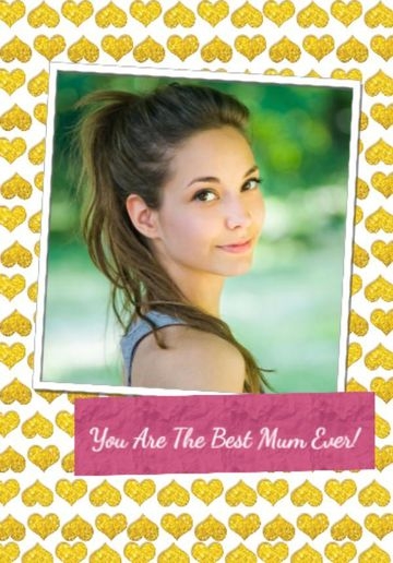 Photo Upload With Multiple Gold Hearts Background Mother S Day Card