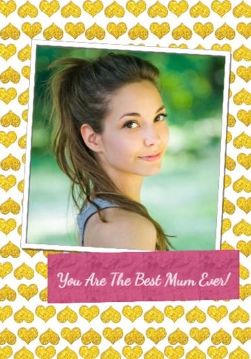 Photo Upload With Multiple Gold Hearts Background Mother S Day Card