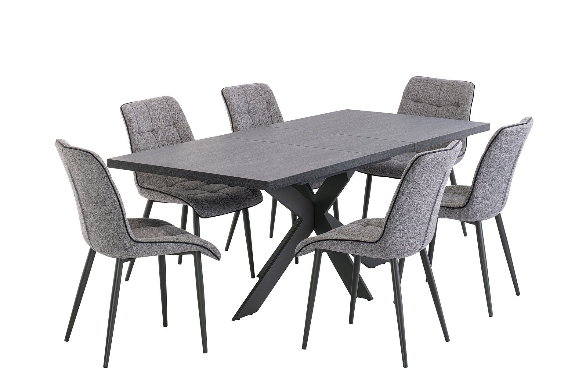 Savion Dark Grey Melamine Finish 1.6m – 2.0m Extending Dining Table – Dark Grey X Frame – Lc Living