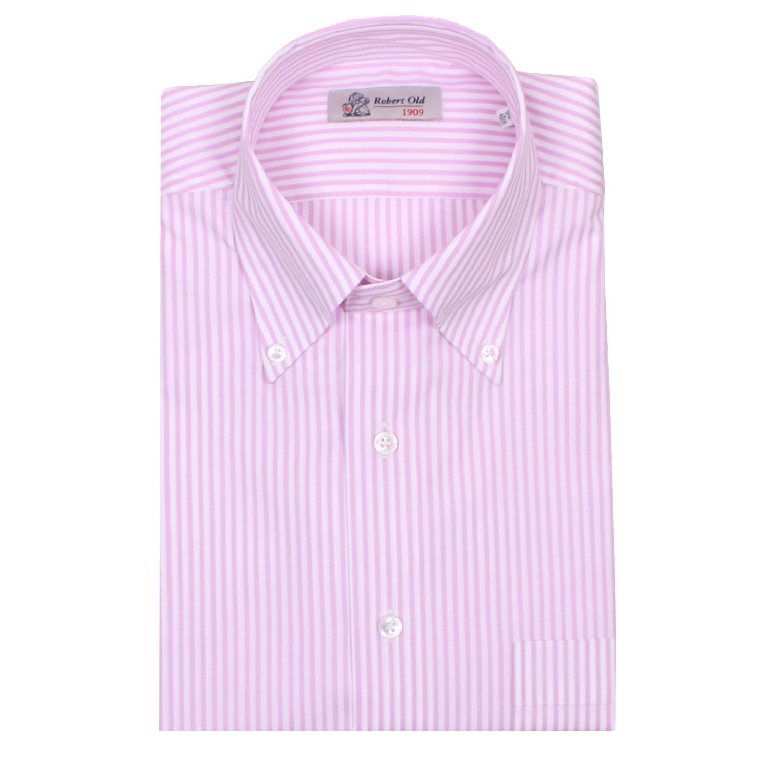 Robert Old Mens Pink & White Stripe Premium Cotton Shirt – 38 – Robert Old & Co