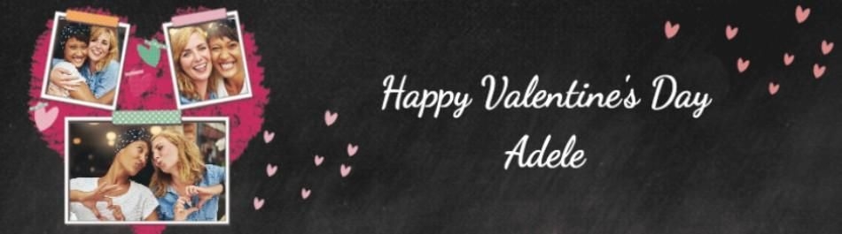 Pink Chalk Heart With Three Photo Uploads Valentine S Day Banner