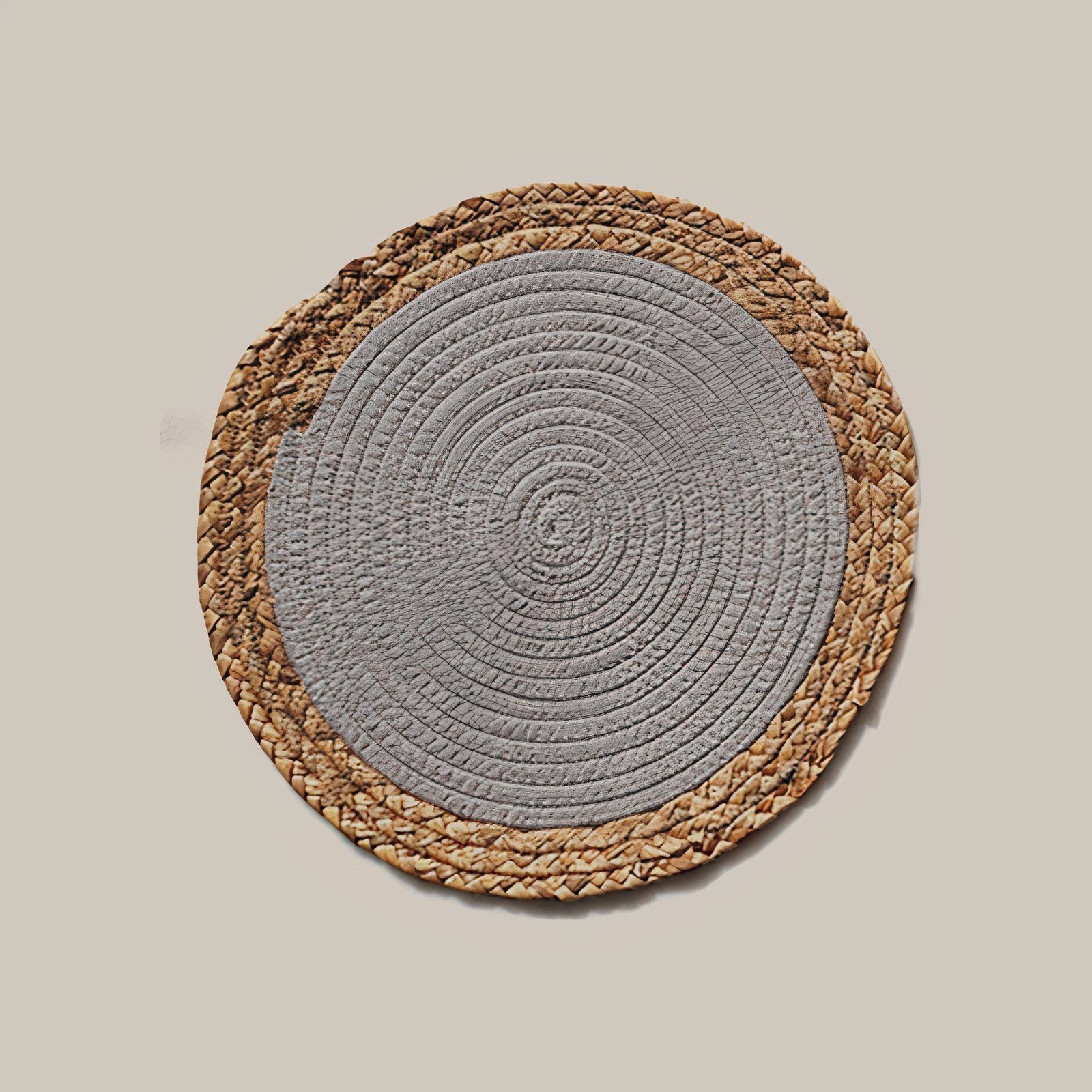 Straw & Cotton Placemats – Light Grey – Sea Grass – Two-Tone Pattern – The Trouvailles