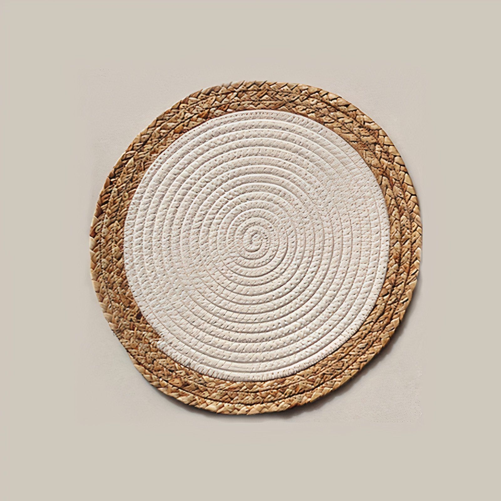 Straw & Cotton Placemats – White – Sea Grass – Two-Tone Pattern – The Trouvailles
