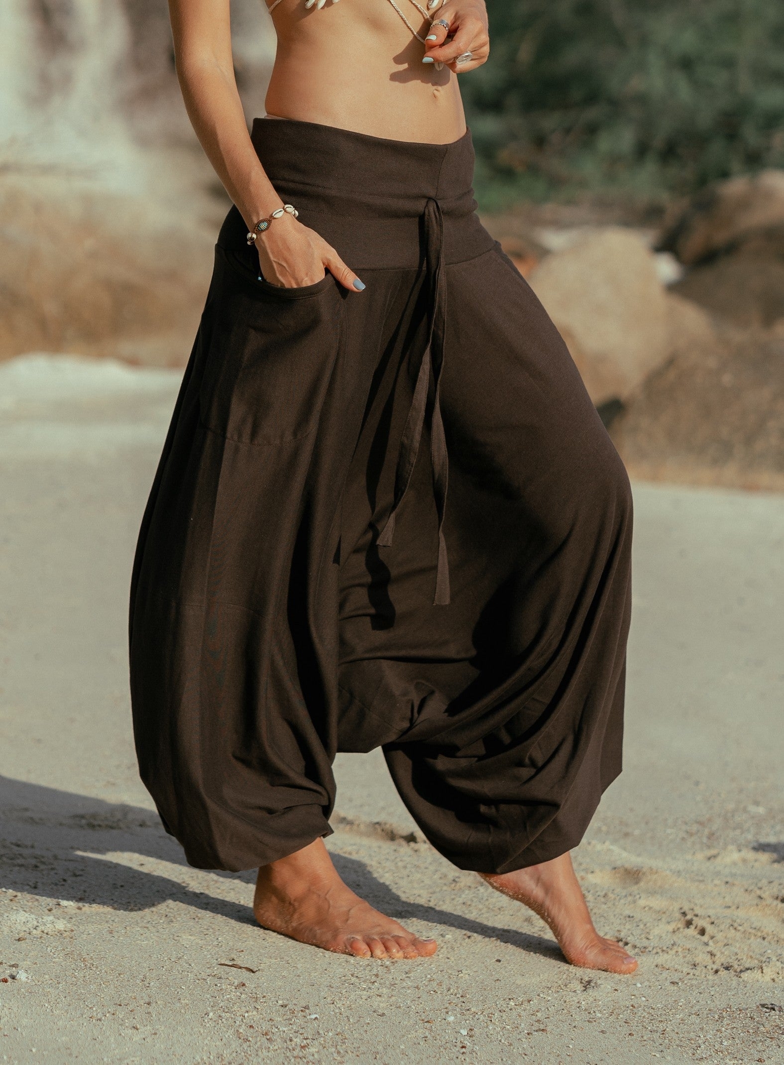 Harem Pants – Plain – Brown – The Karmic Chameleon