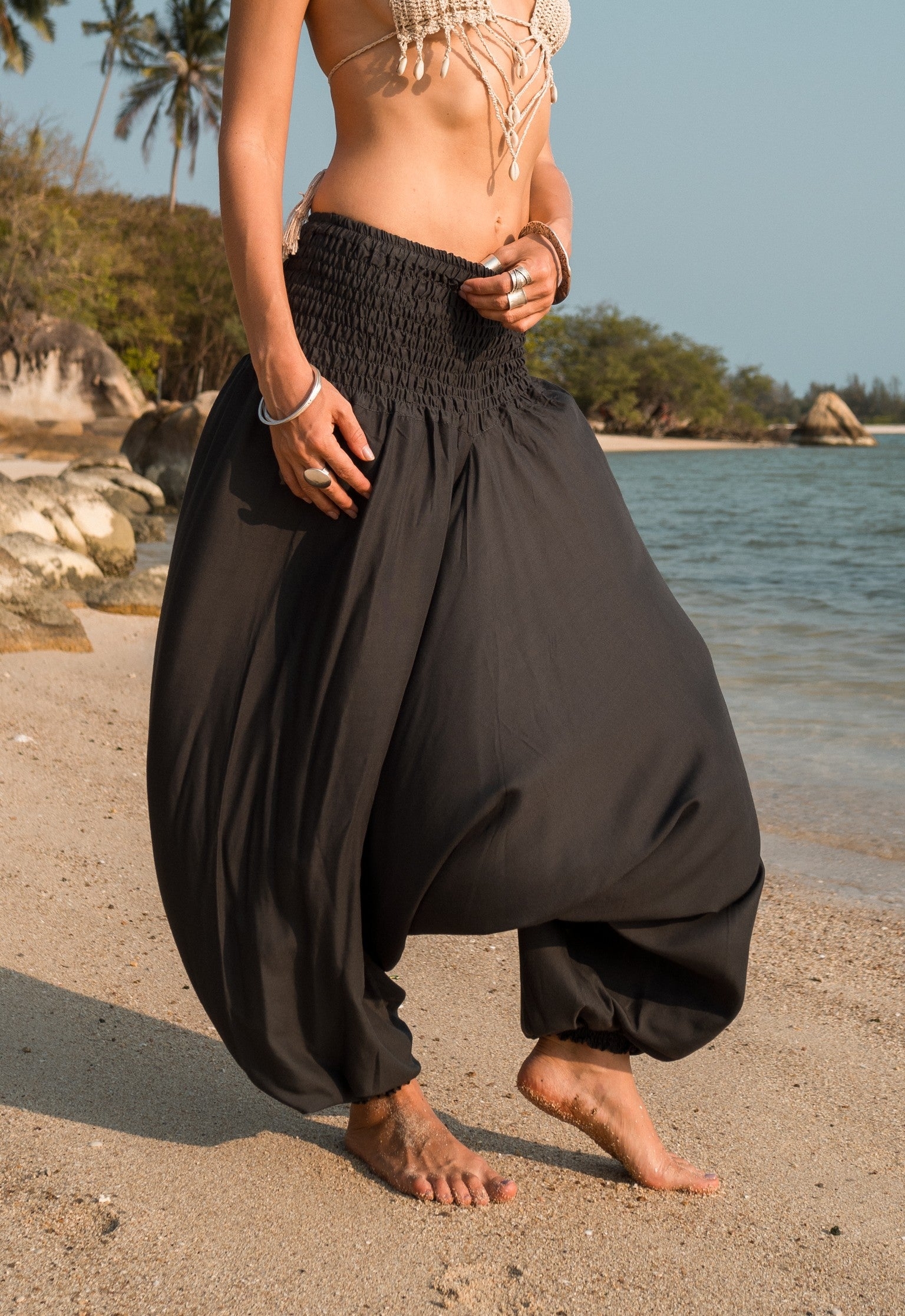 Harem Pants – Plain – Grey – One Size: Regular – The Karmic Chameleon