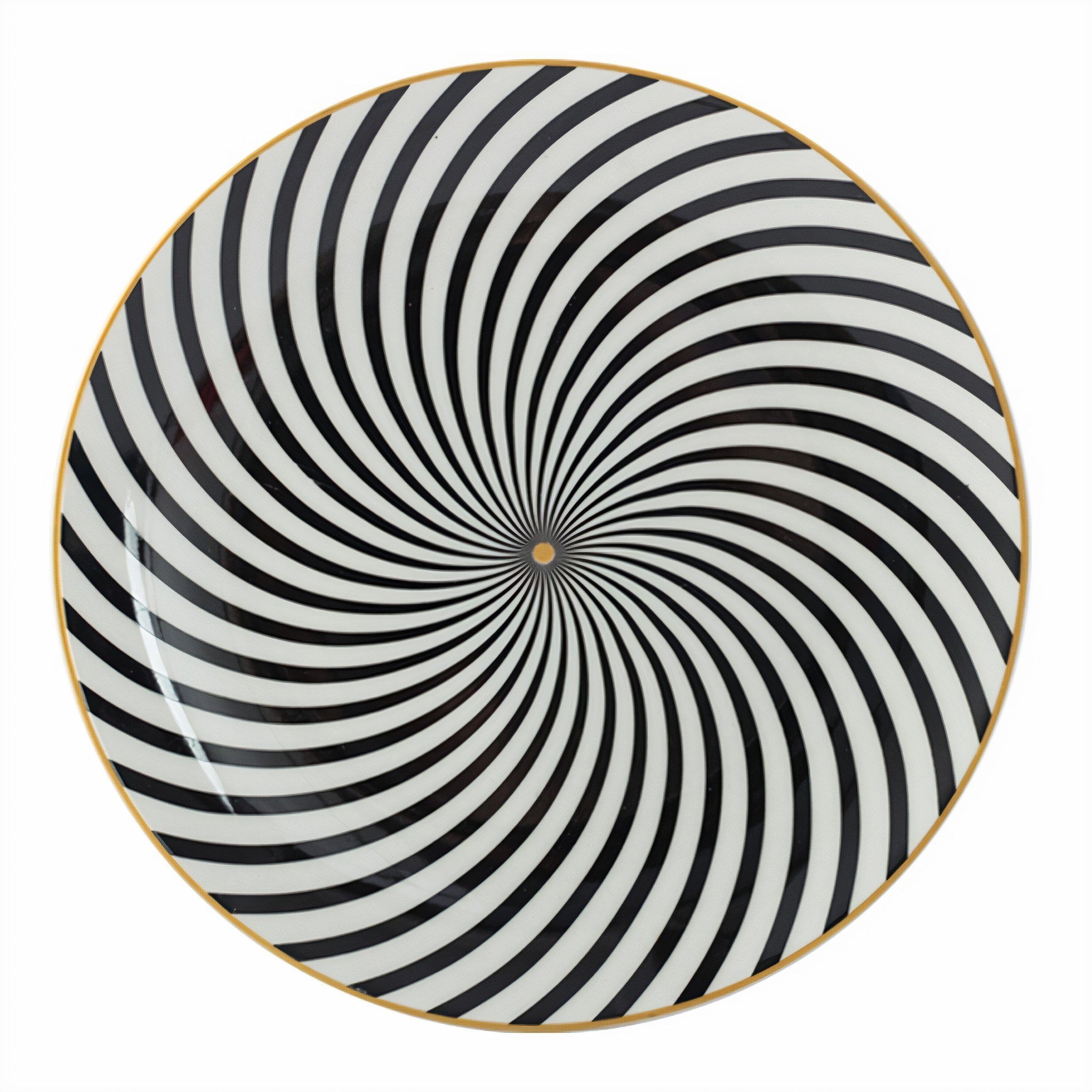 Geometric Plates Collection – Vortex – Black / White – Medium – Ceramic – The Trouvailles