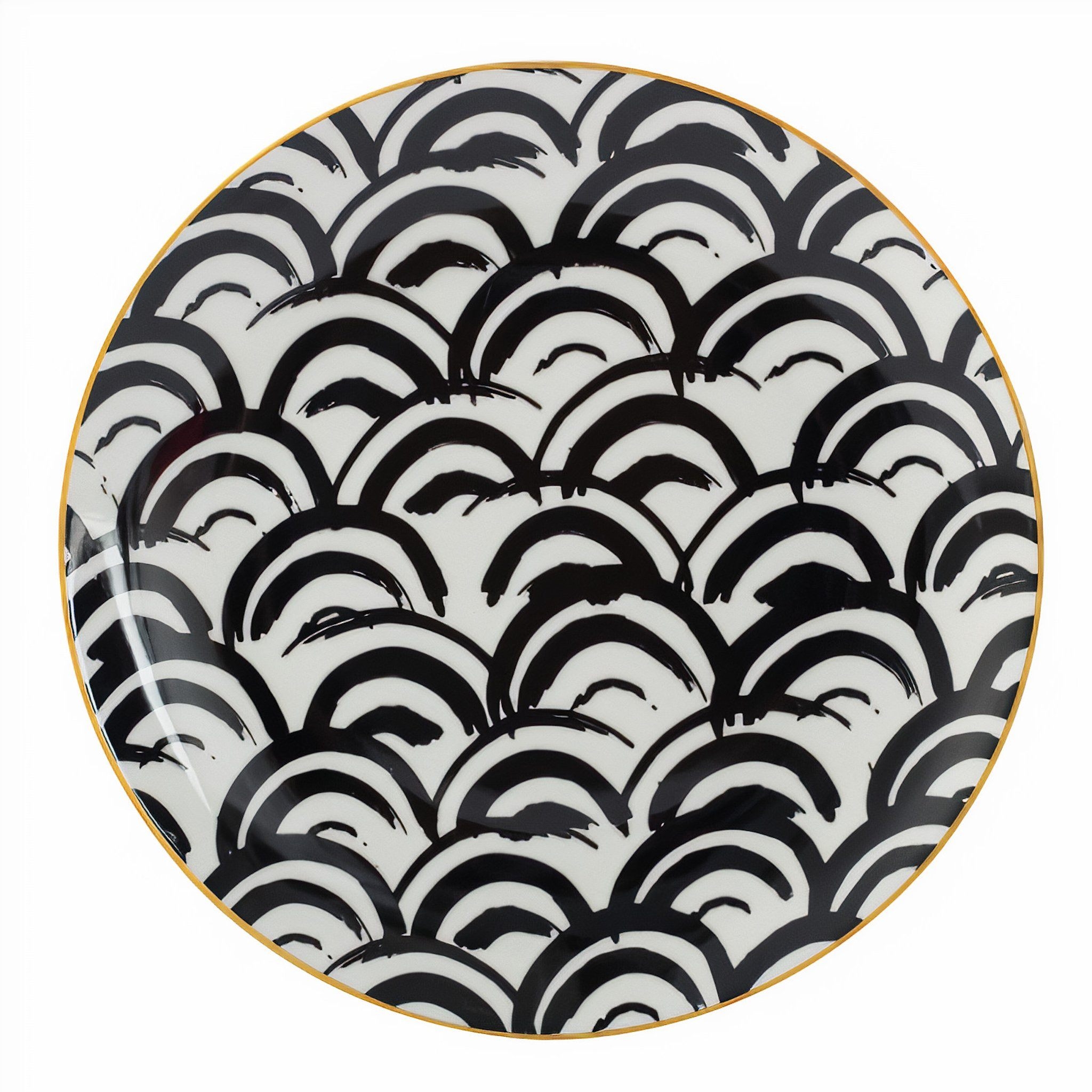 Geometric Plates Collection – Scale Design – Black / White – Large – Ceramic – The Trouvailles