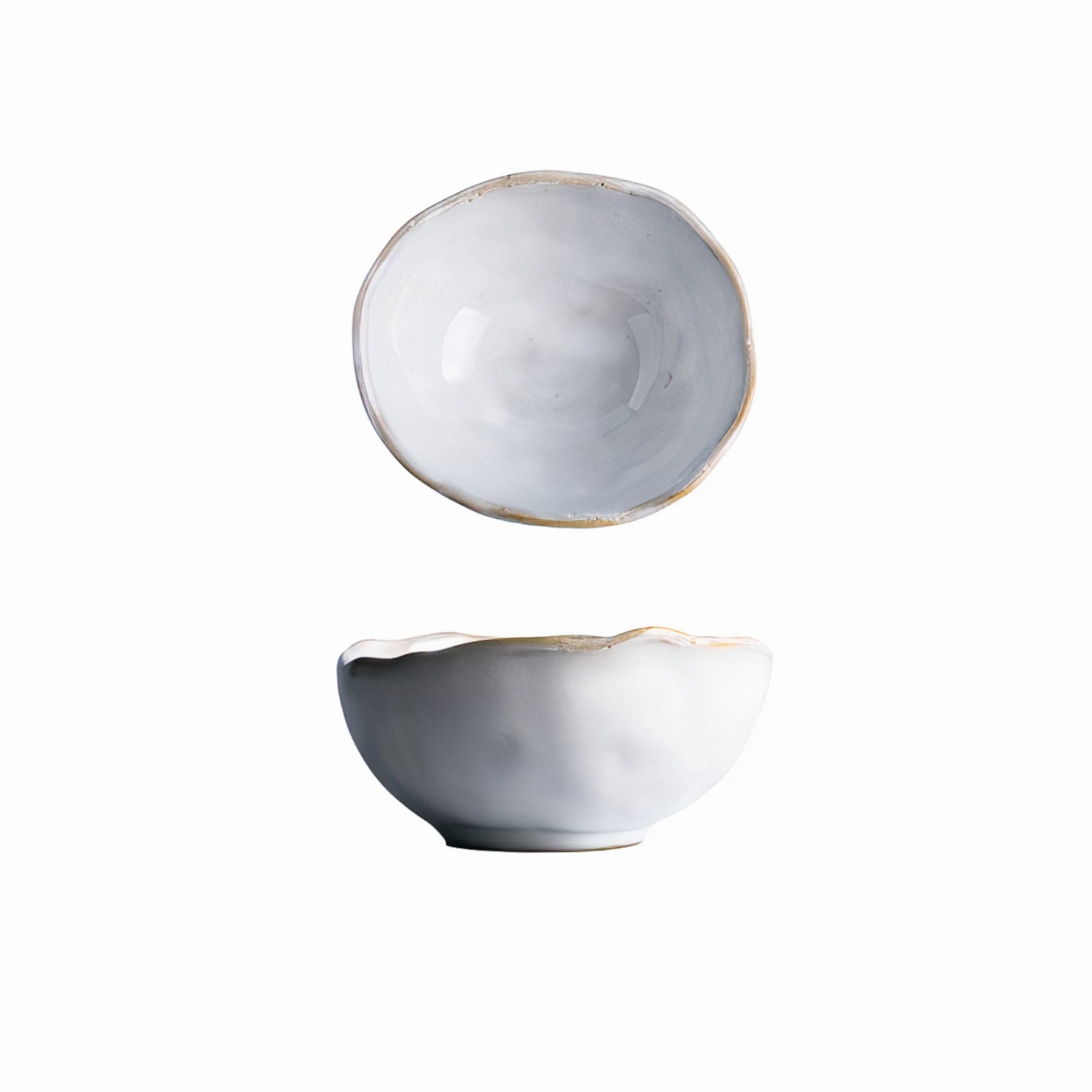 Handmade Undulating Dining Collection – Rice Bowl – Plates & Bowls – White – Ceramic – The Trouvailles