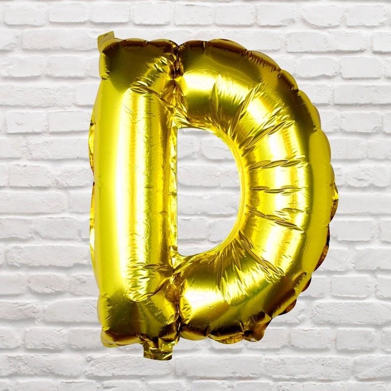 Ginger Ray – Gold Foil Letter Balloons D – Gold – Party Supplies