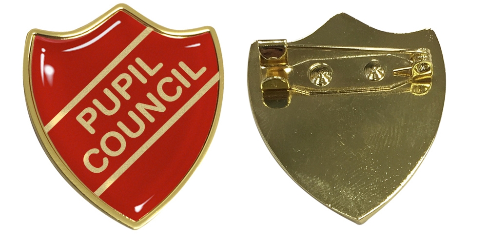 Pupil Council Shield Badge – Red – Prefect School Badges