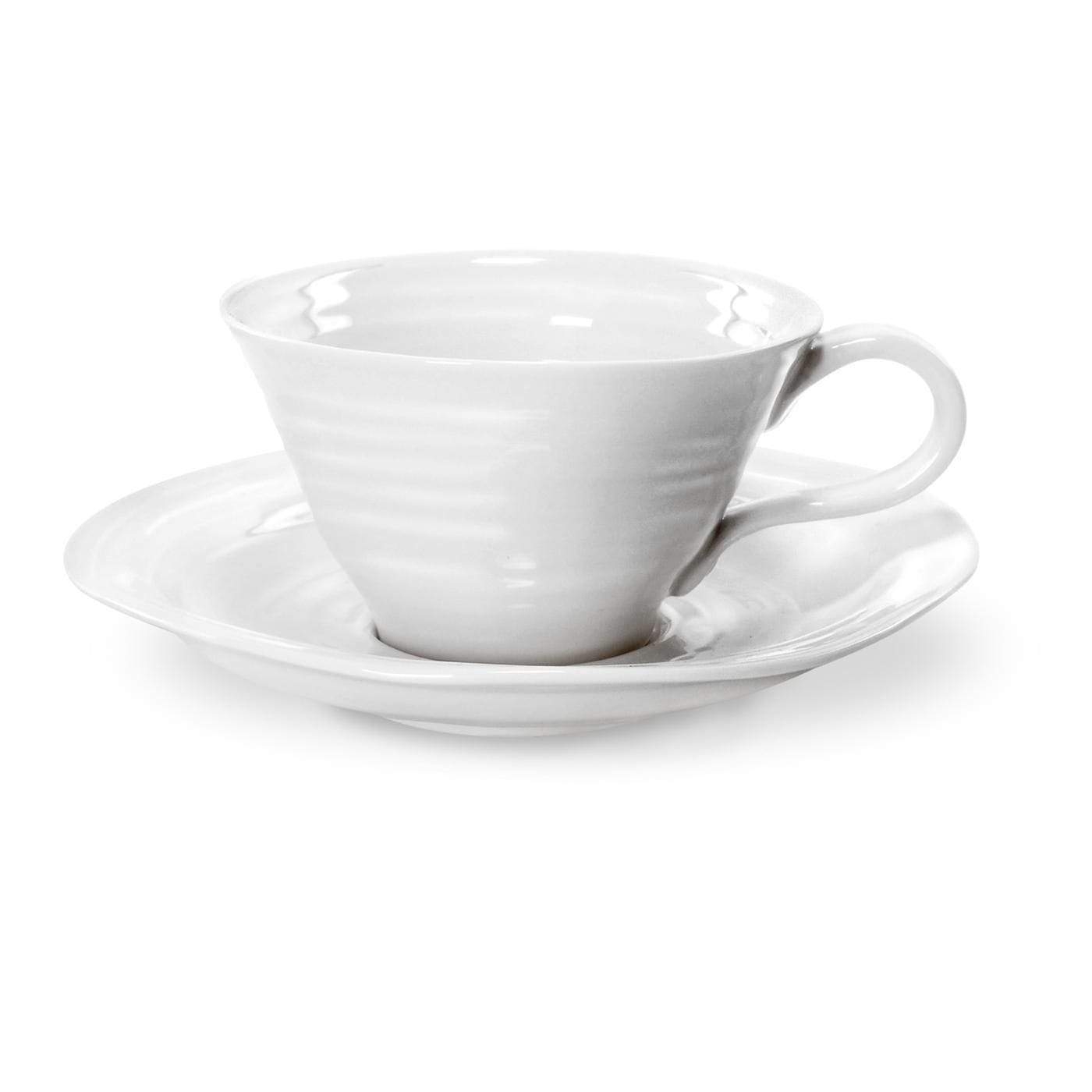 Sophie Conran for Portmeirion White Tea Cup and Saucer Set of 4