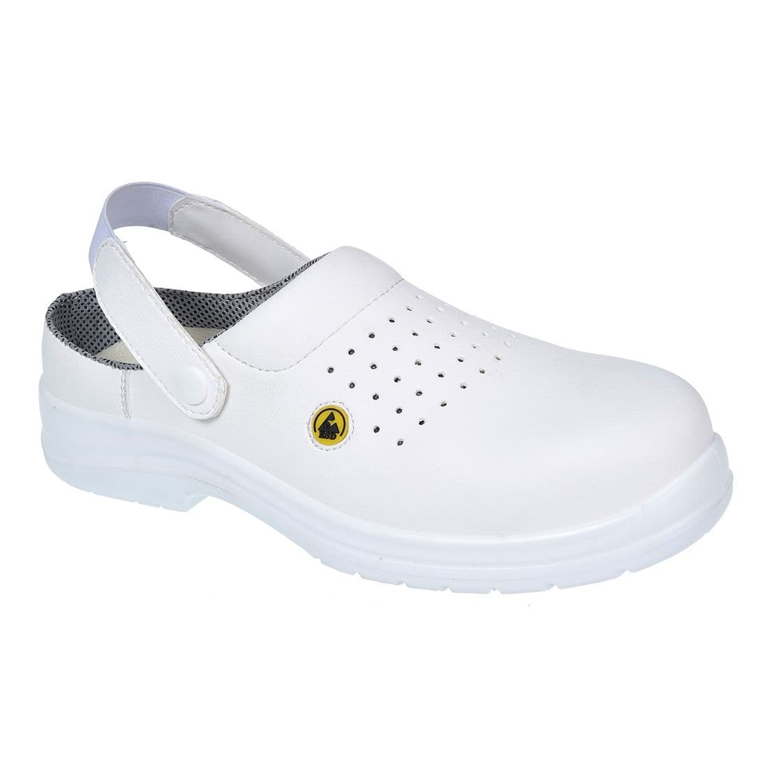 Portwest Compositelite ESD Perforated Safety Clog SB AE – White – 38 – Lightweight – Slip/Water Resistant – PPE – Taft Safety Store